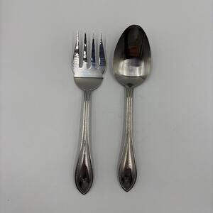 Pfaltzgraff American Bead Serving Spoon & Fork Flatware Serveware Utensils